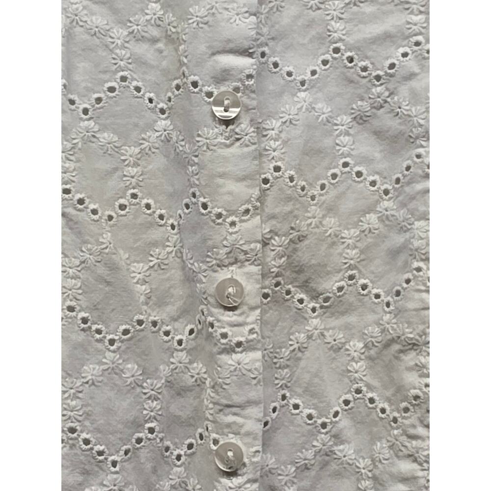 L.L.Bean Eyelet Blouse Women's Small White 100% Cotton Long Sleeve Peasant - Picture 4 of 8